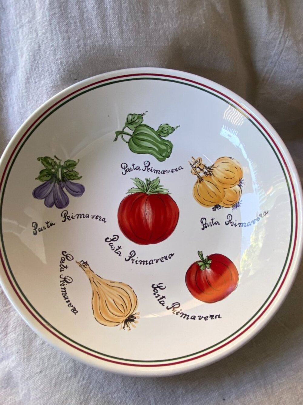 Beautiful large hand-painted (Portugal) pasta serving bowl - 2 avail